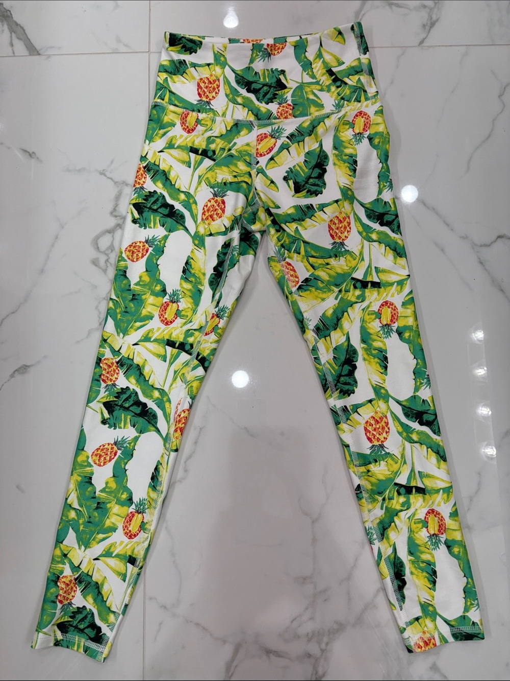 Wildfox White Pineapple & Green Leaf Print Leggings